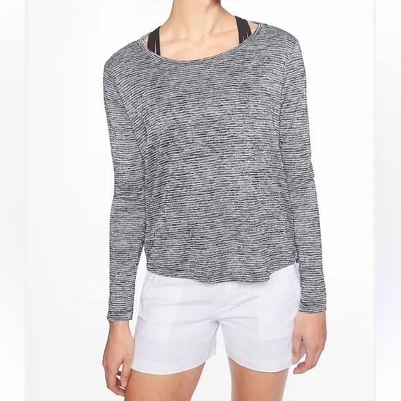 Athleta Breezy Long Sleeve small dark navy and white stripes - Picture 11 of 13